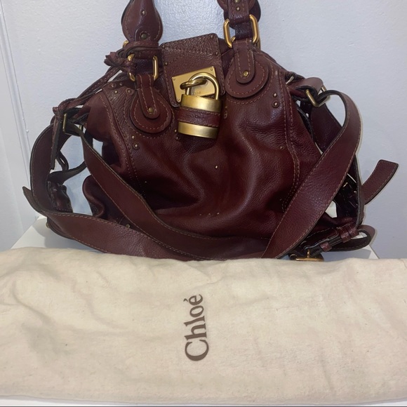 🛑SOLD🛑 Chloe Paddington Leather Shoulder Bag in Burgundy - Picture 2 of 12